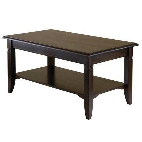 Rectangle Wood Coffee Table in Cappuccino Finish - FurniFindUSA