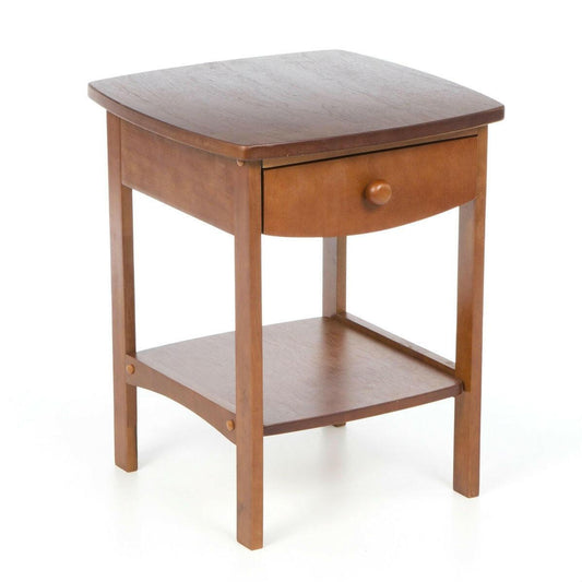 Walnut Wood Finish 1-Drawer Bedroom Nightstand Bedside Table - FurniFindUSA
