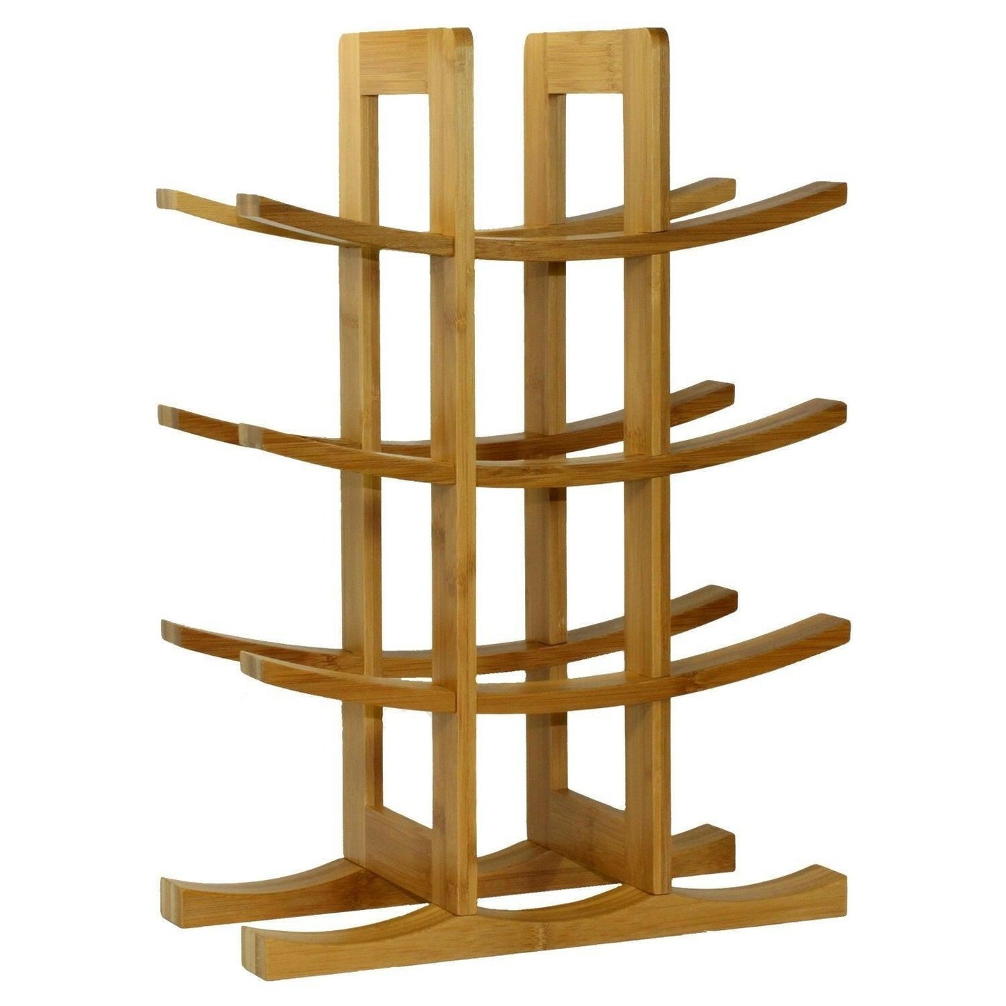 12-Bottle Wine Rack Modern Asian Style in Natural Bamboo - FurniFindUSA