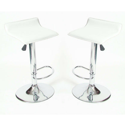 Set of 2 - Modern Chrome Air Lift Swivel Bar Stool with White Seat - FurniFindUSA