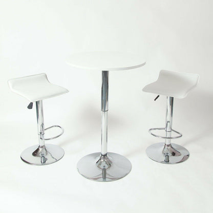 Set of 2 - Modern Chrome Air Lift Swivel Bar Stool with White Seat - FurniFindUSA