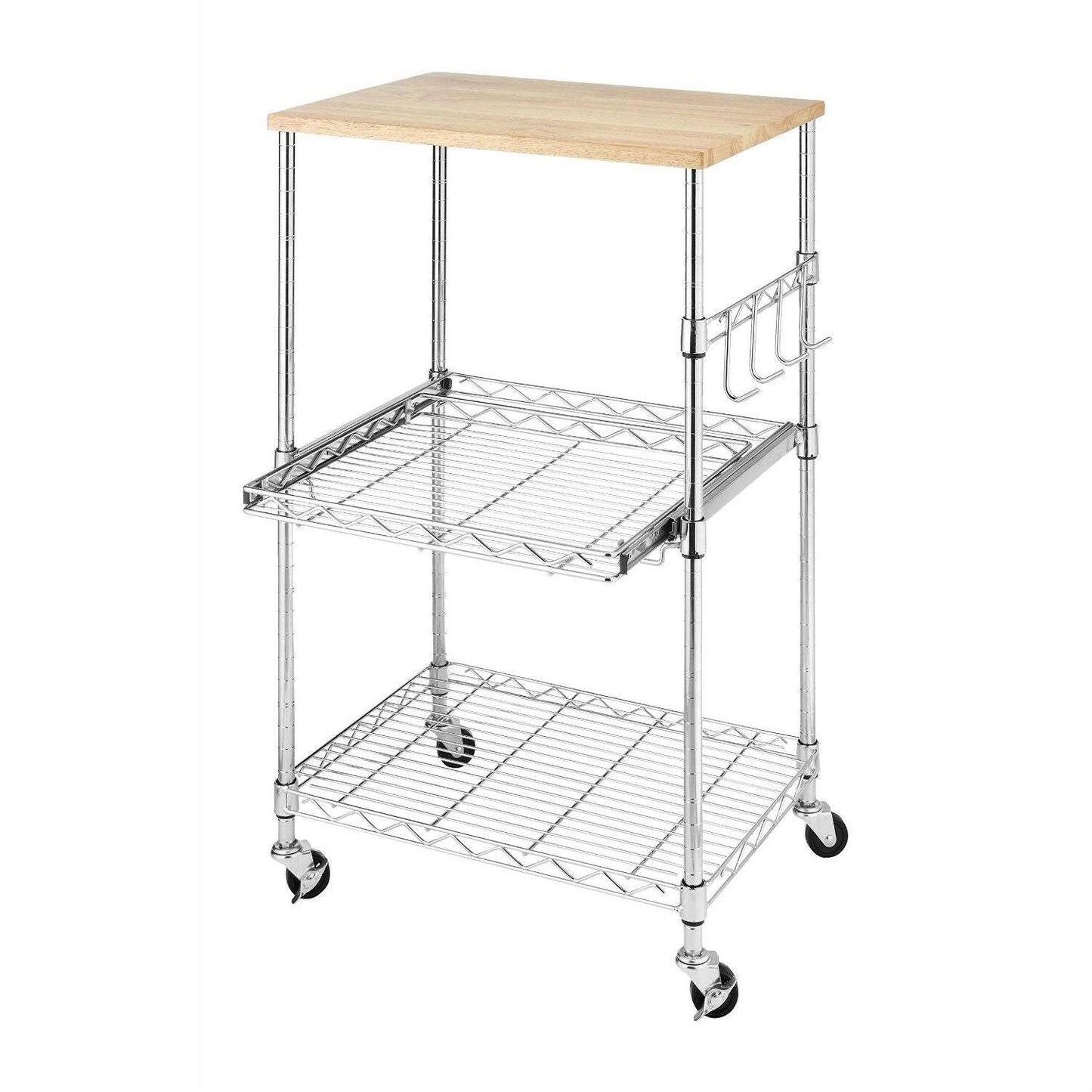 Sturdy Metal Kitchen Microwave Cart with Adjustable Shelves and Locking Wheels - FurniFindUSA