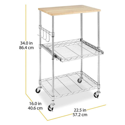 Sturdy Metal Kitchen Microwave Cart with Adjustable Shelves and Locking Wheels - FurniFindUSA