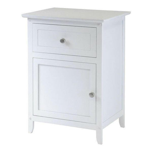 White 1-Drawer Bedroom Bedside Table Cabinet Nightstand End Table - FurniFindUSA