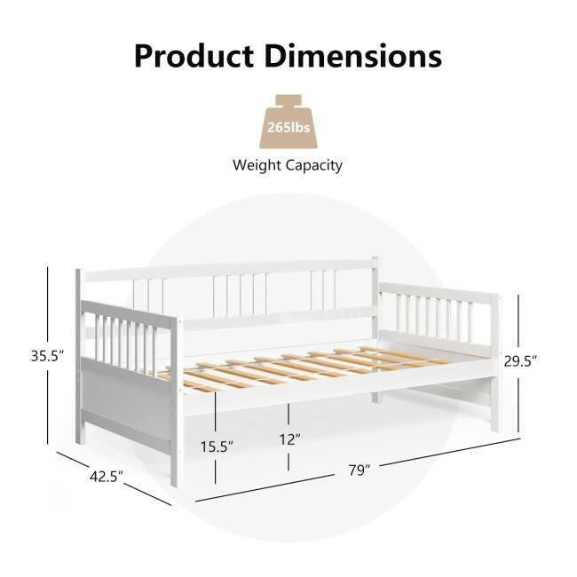 Twin size 2-in-1 Wood Daybed Frame Sofa Bed in White Finish - FurniFindUSA