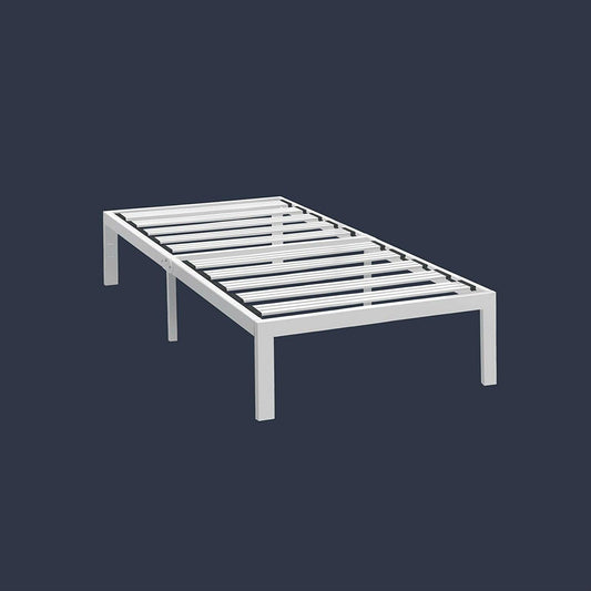 Twin size Heavy Duty Steel Platform Bed Frame in White - FurniFindUSA