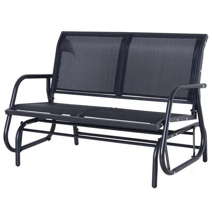 2 Seater Mesh Outdoor Patio Swing Glider Dark Gray - FurniFindUSA