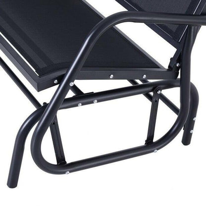 2 Seater Mesh Outdoor Patio Swing Glider Dark Gray - FurniFindUSA