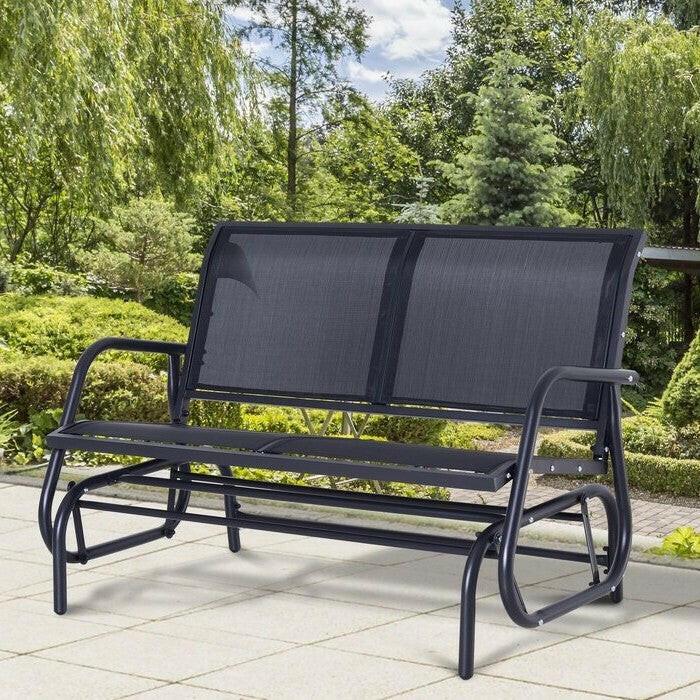 2 Seater Mesh Outdoor Patio Swing Glider Dark Gray - FurniFindUSA