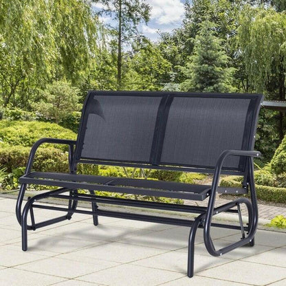 2 Seater Mesh Outdoor Patio Swing Glider Dark Gray - FurniFindUSA