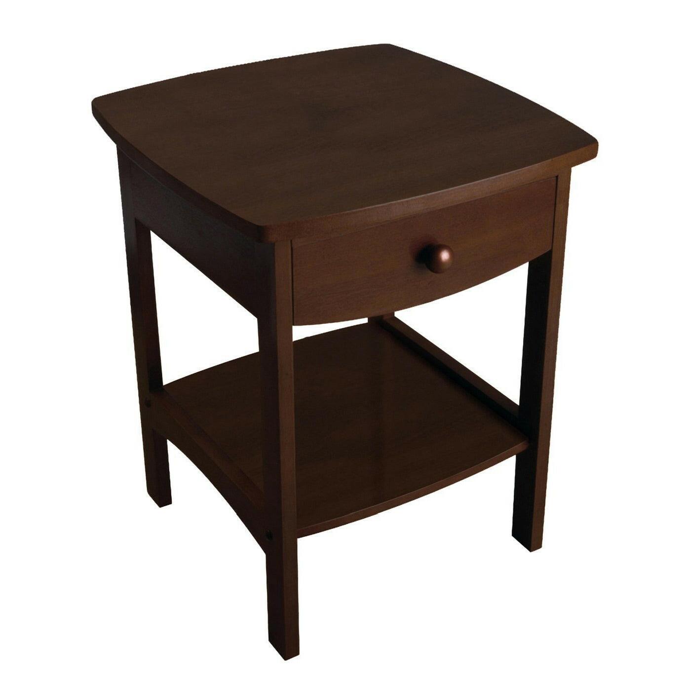 Walnut Finish Accent Table Nightstand with One Drawer - FurniFindUSA