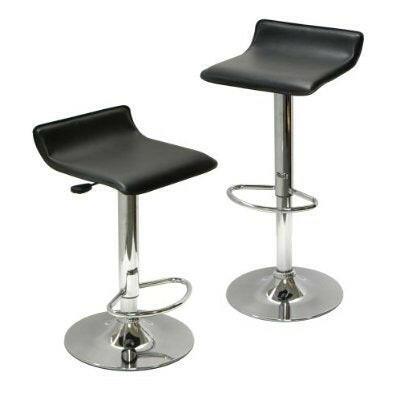 Set of 2 Modern Air-Lift Adjustable Bar Stools with Black Seat - FurniFindUSA