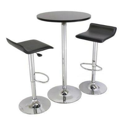 Set of 2 Modern Air-Lift Adjustable Bar Stools with Black Seat - FurniFindUSA