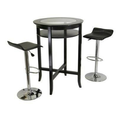 Set of 2 Modern Air-Lift Adjustable Bar Stools with Black Seat - FurniFindUSA