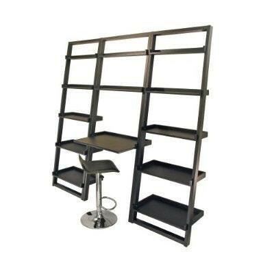 Set of 2 Modern Air-Lift Adjustable Bar Stools with Black Seat - FurniFindUSA