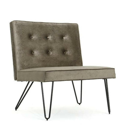 Gray Velvety Soft Upholstered Polyester Accent Chair Black Metal Legs - FurniFindUSA