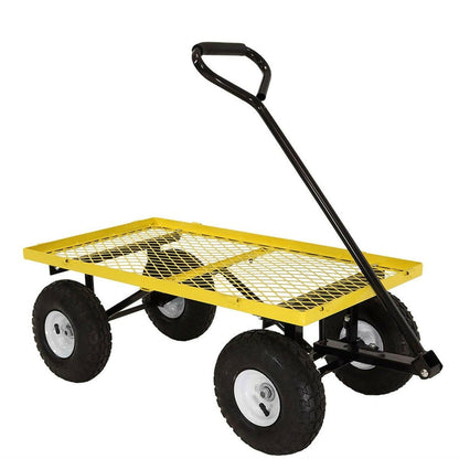 Heavy Duty Yellow Wheelbarrow Steel Log Garden Cart - FurniFindUSA