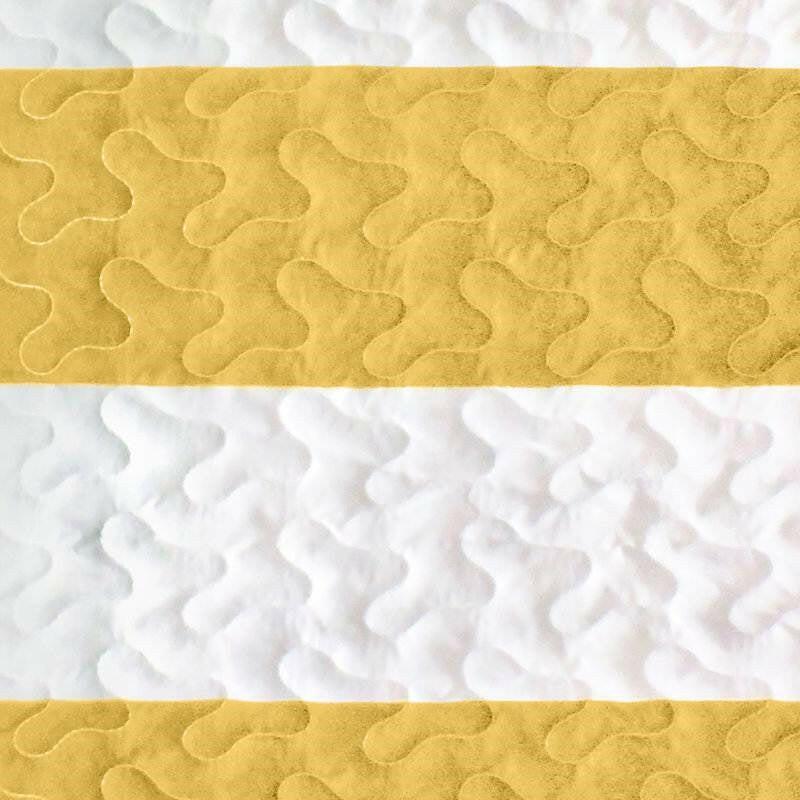 Full/Queen 3 Piece Striped Anchors Reversible Microfiber Quilt Set Yellow - FurniFindUSA