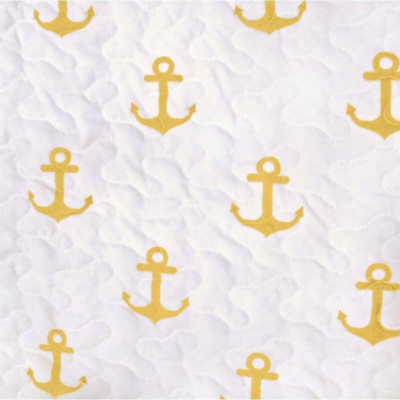 King 3 Piece Nautical Striped Anchors Reversible Microfiber Quilt Set Yellow - FurniFindUSA