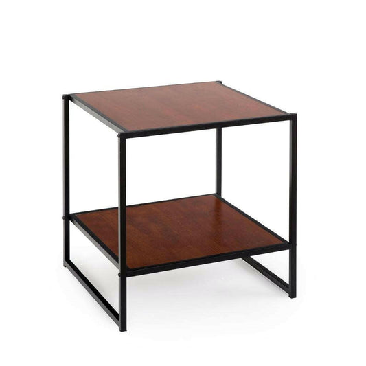 Modern Steel Frame End Table Nightstand in Brown - FurniFindUSA