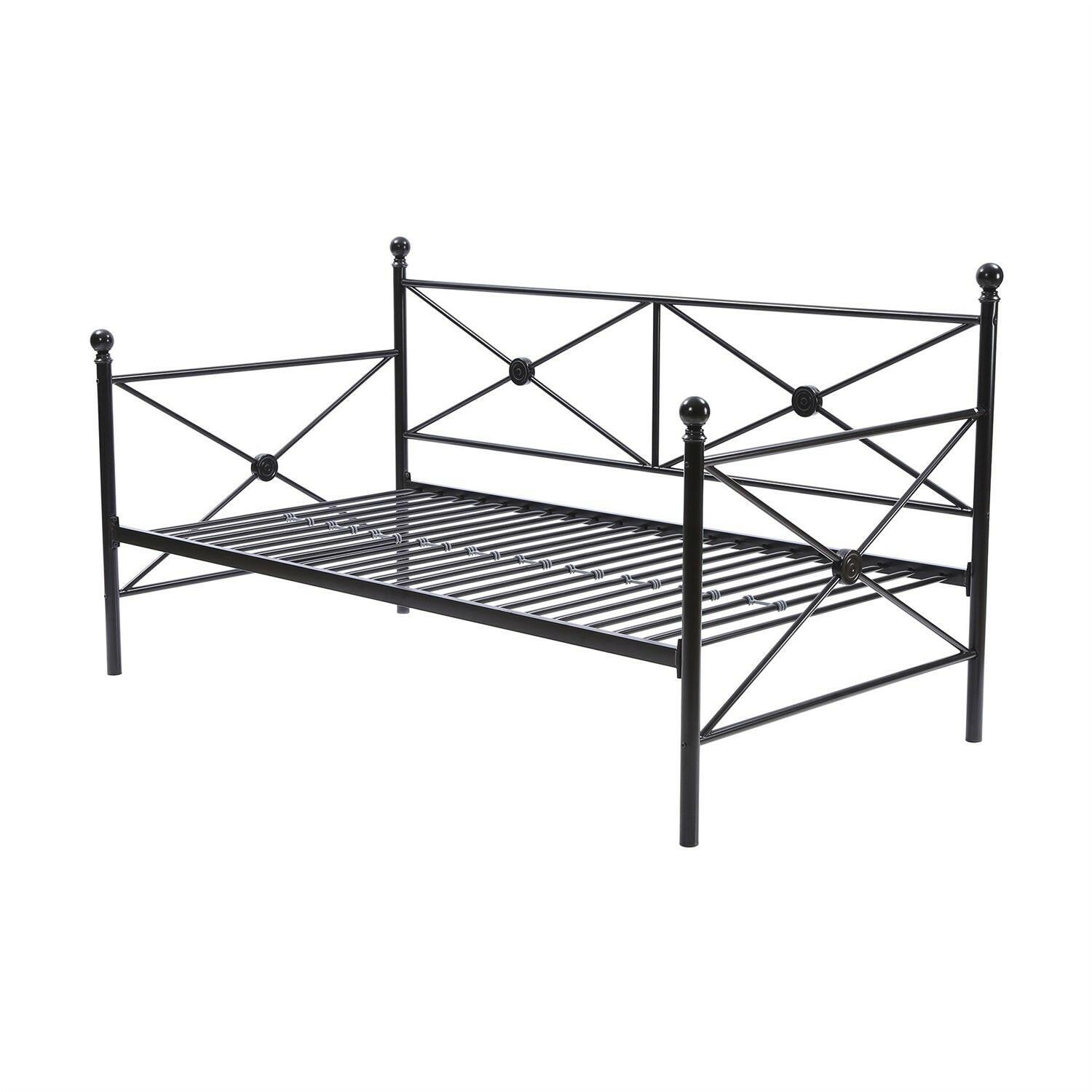 Twin size Contemporary Daybed and Trundle Set in Black Metal Finish - FurniFindUSA