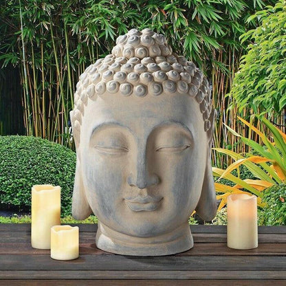 Zen Garden Outdoor Buddha Head Statue - FurniFindUSA
