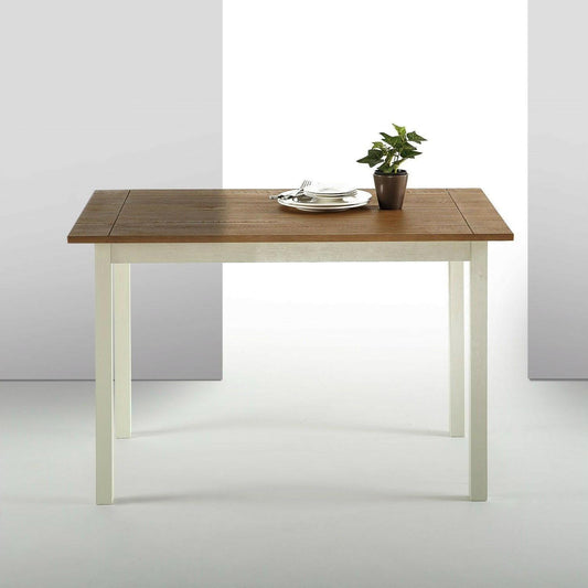 Classic Pine Wood 45 x 28 inch Dining Table with White Legs - FurniFindUSA
