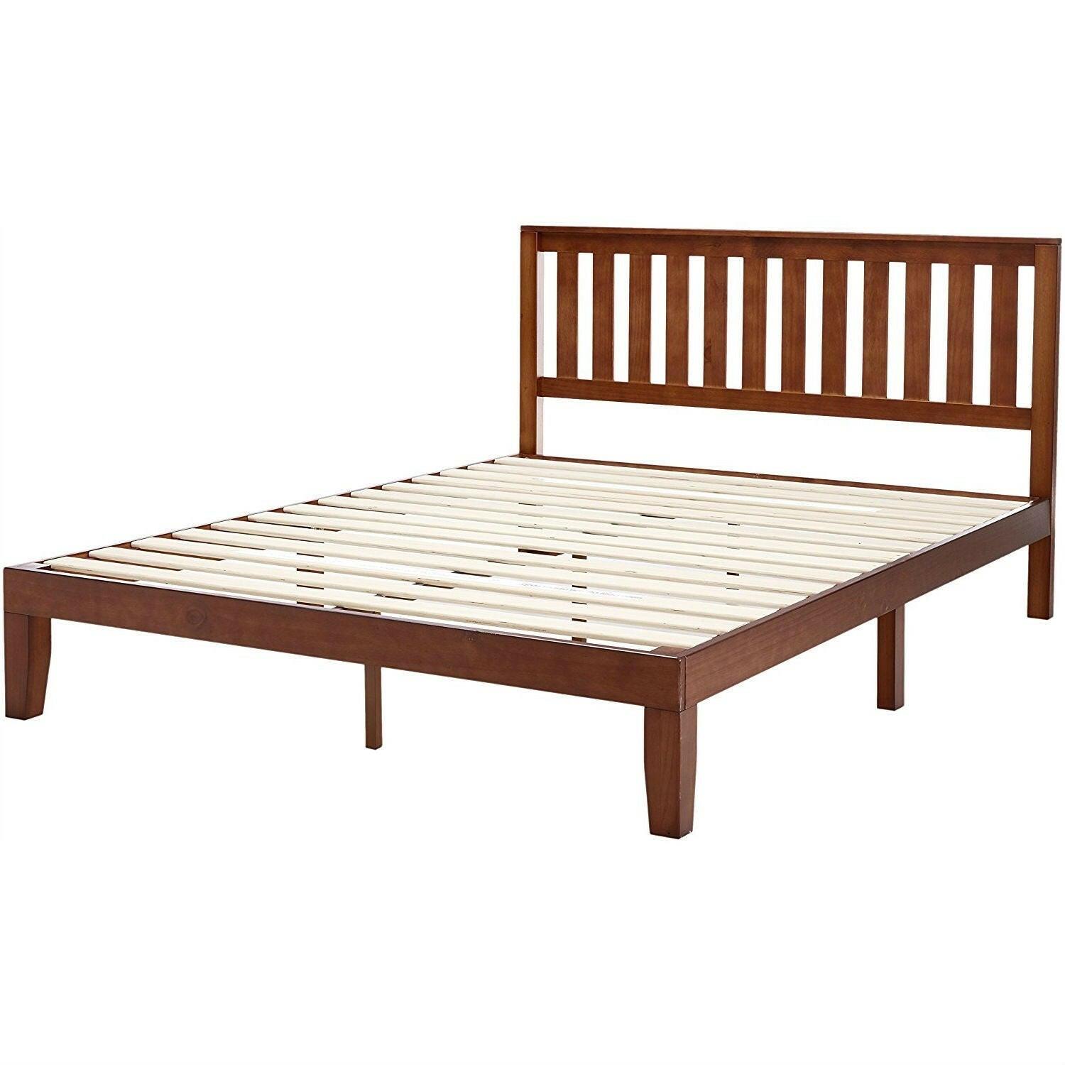 Queen size Mission Style Solid Wood Platform Bed Frame with Headboard in Espresso Finish - FurniFindUSA