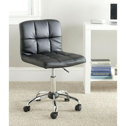 Modern Black Faux Leather Cushion Home Office Desk Chair - FurniFindUSA