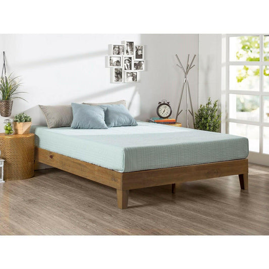 Twin size Solid Wood Platform Bed Frame in Pine Finish - FurniFindUSA