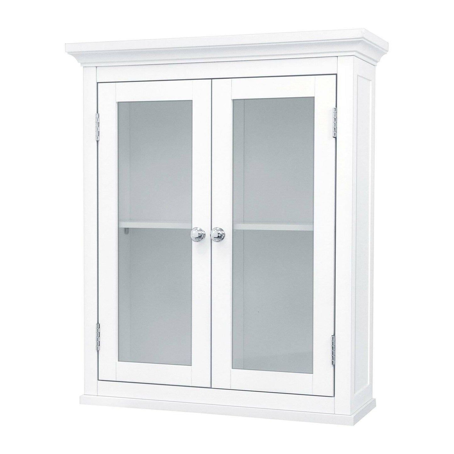 Classic 2-Door Bathroom Wall Cabinet in White Finish - FurniFindUSA