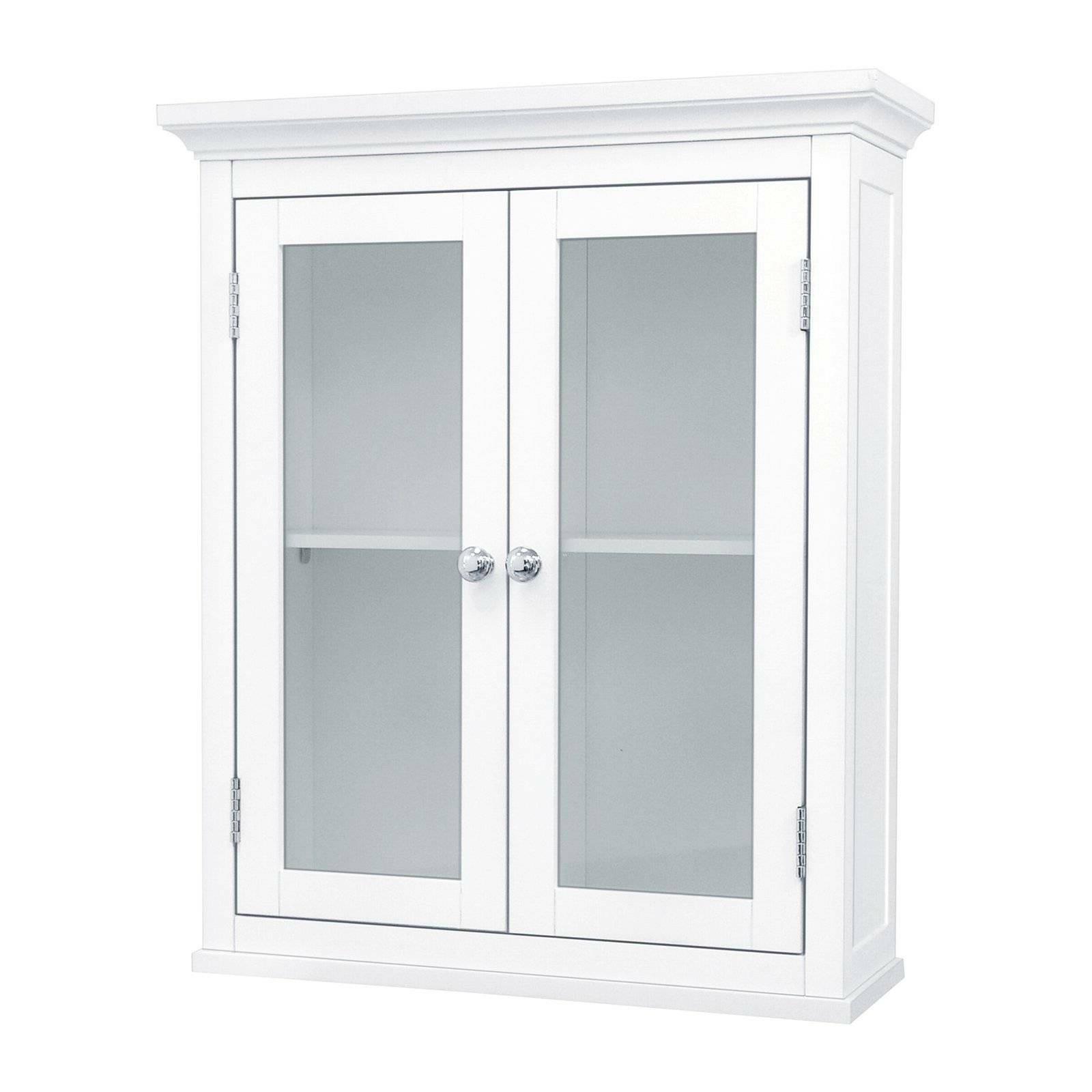 Classic 2-Door Bathroom Wall Cabinet in White Finish - FurniFindUSA