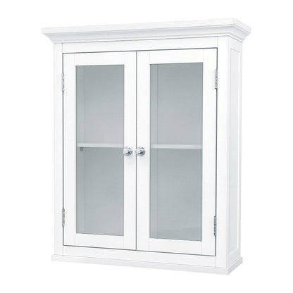 Classic 2-Door Bathroom Wall Cabinet in White Finish - FurniFindUSA