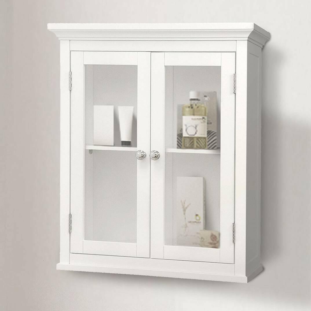 Classic 2-Door Bathroom Wall Cabinet in White Finish - FurniFindUSA